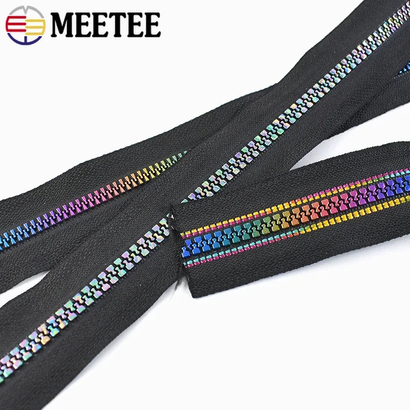 5/20M 5# Resin Zipper Tapes & Zip Slider Rainbow Tooth Decor Zippers Bag Clothes Pocket Zipps Repair Kits DIY Sewing Accessories