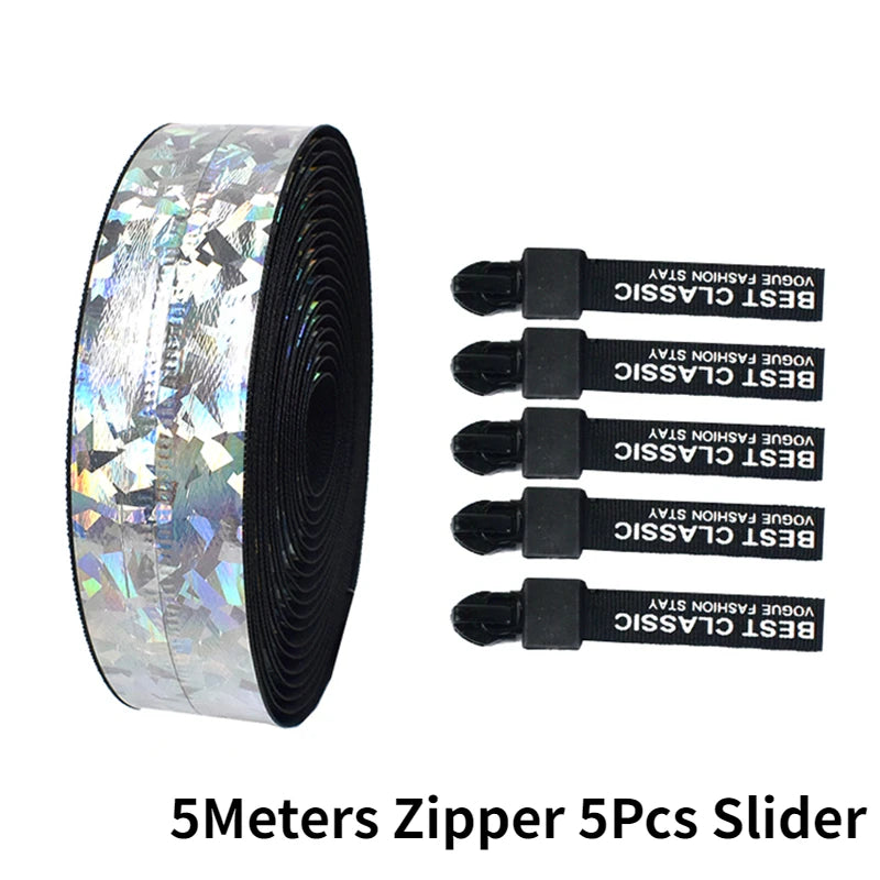 5/20Meters Meetee 5# Reflective Zipper Waterproof Nylon Zippers with Puller Bag Clothes Decoration Zips DIY Sewing Accessories