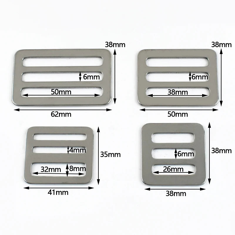 8/300Pcs 26-50mm Tri-Glide Ring Stainless Steel Buckles Webbing Strap Adjuster Clasp Hiking Bag Safety Belt Carabiner Clip Hook