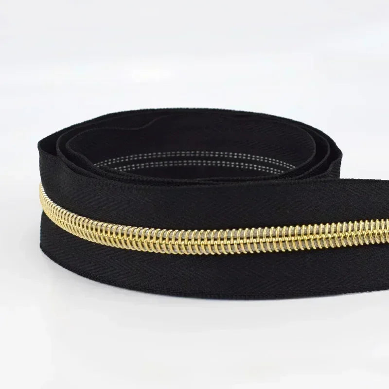 8/300M 5# Nylon Zippers Tapes Gold Silver Teeth Zipper for Sewing Bag Zips Purse Garment Zip Repair Kit DIY Accessories