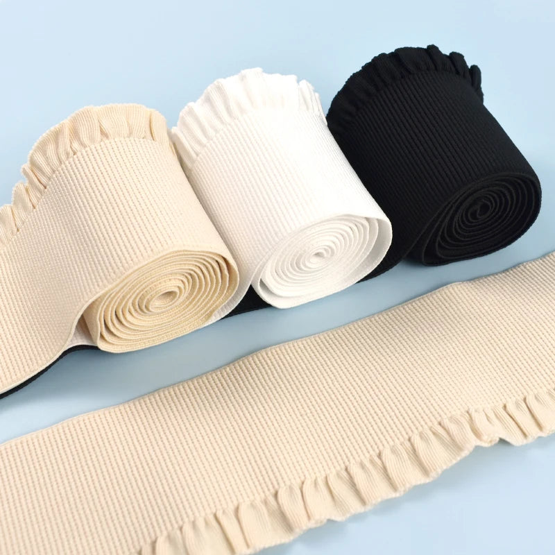 5/150Yards 60mm Pleated Lace Elastic Band Dress Waistband Stretch Webbing Tape Pants Decor Rubber Bands Clothes Sew Accessories