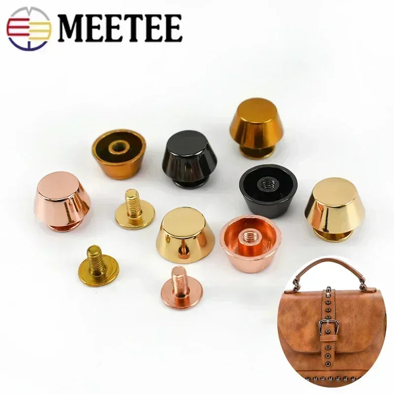 30/1000Pcs Meetee Metal Nails Buckles Studs Screw Rivets Handbag Bottom Protecting Feet Bags Leather Craft Hardware Accessories