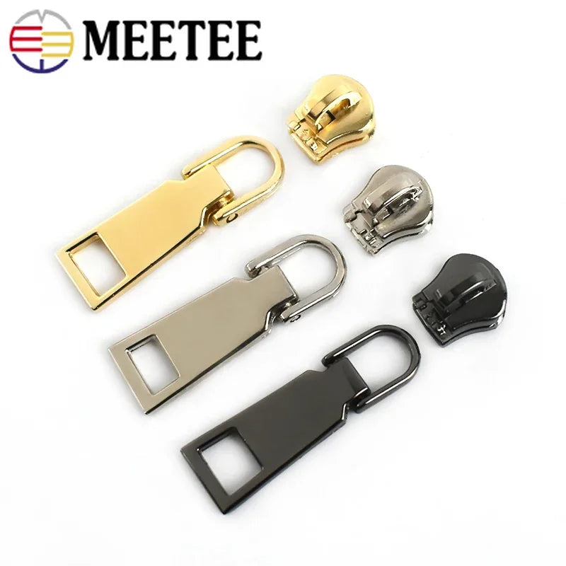 15/500pcs Meetee 5# Zipper Slider for Metal/Nylon/Resin Zippers DIY Bag Wallet Zip Head Puller Kit Garment Sewing Accessories