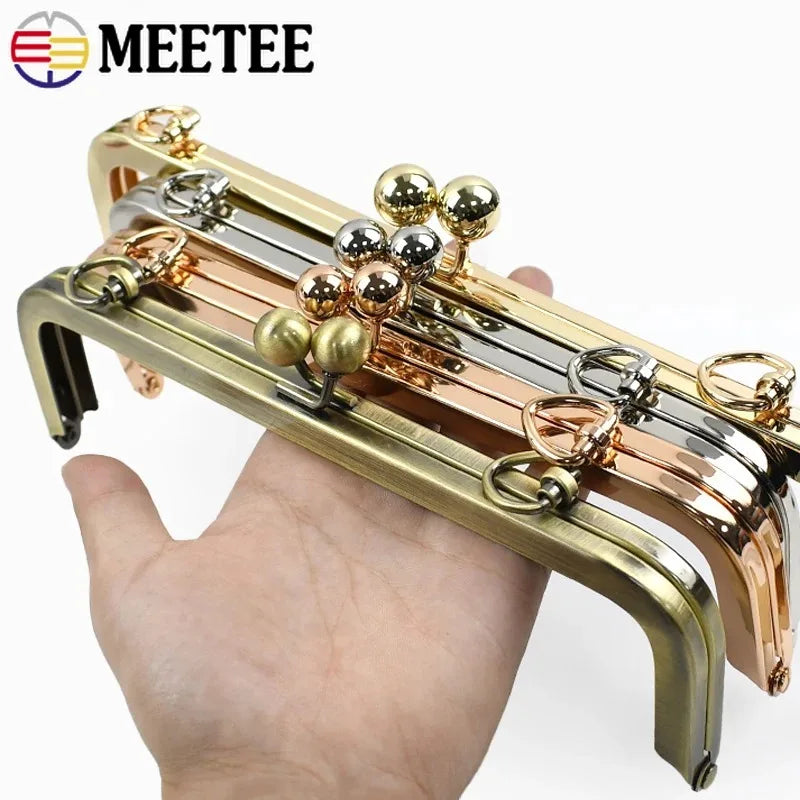2/30Pcs 20/25cm Metal Purse Frame Kiss Clasp Square Handles Wallet Clutch Brackets with Screws Handbag DIY Sewing Accessories