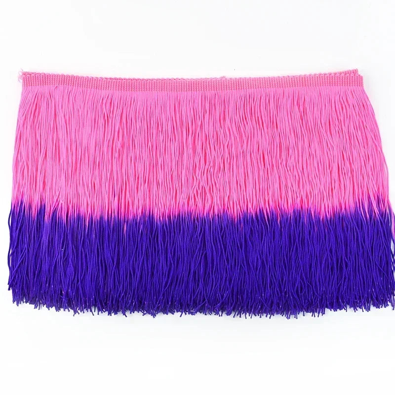 Meetee 2/50M 20cm Polyester Tassel Fringe Clothes Lace Trim Colorful Trimmings Curtain Webbing Ribbons DIY Sewing Accessories