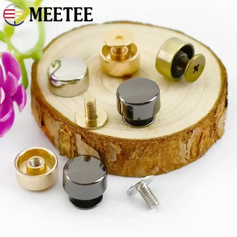 30/1000pcs Meetee 10mm Flat Screw Bag Accessories for Hanbag Bottom Studs Screws Rivets DIY Sewing Hardware Foot Nail Buckles