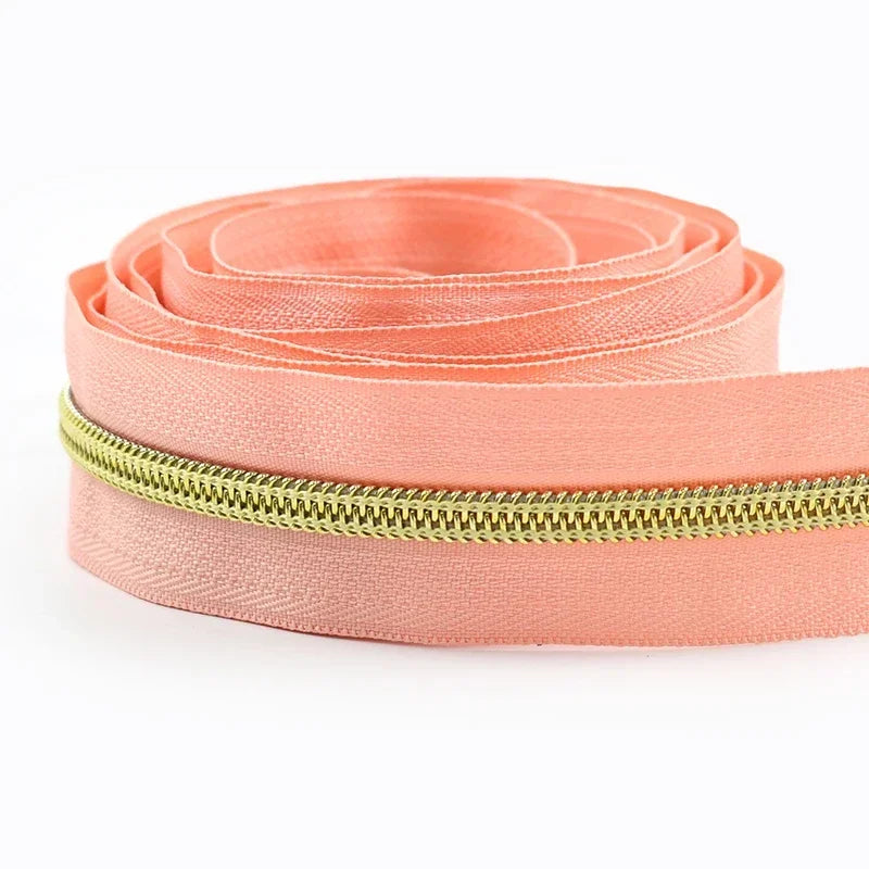 8/300M 5# Nylon Zippers Tapes Gold Silver Teeth Zipper for Sewing Bag Zips Purse Garment Zip Repair Kit DIY Accessories