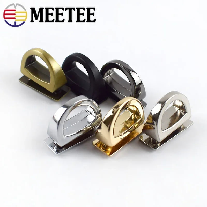 Meetee 10/300Pcs 14mm Metal D Ring Bag Side Clip Buckles Screw Handbag Chain Hanger Hook DIY Strap Hardware Accessories