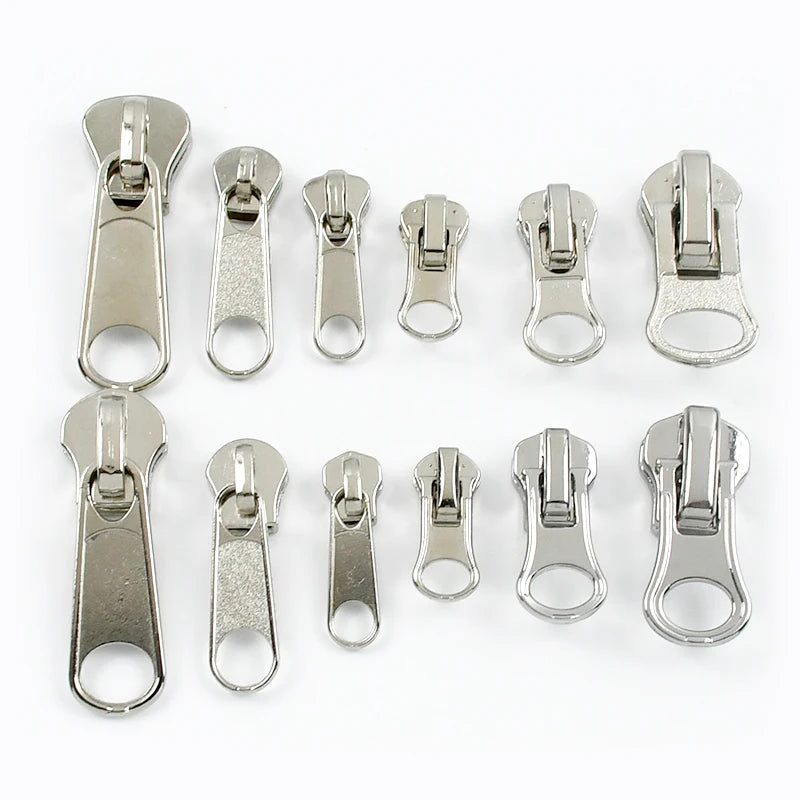 50Pcs 3# 5# 8# Meetee Silver Nylon Zipper Sliders Backpack Jacket Zips Heads Pocket Closure Replacement Broken Zippers Puller