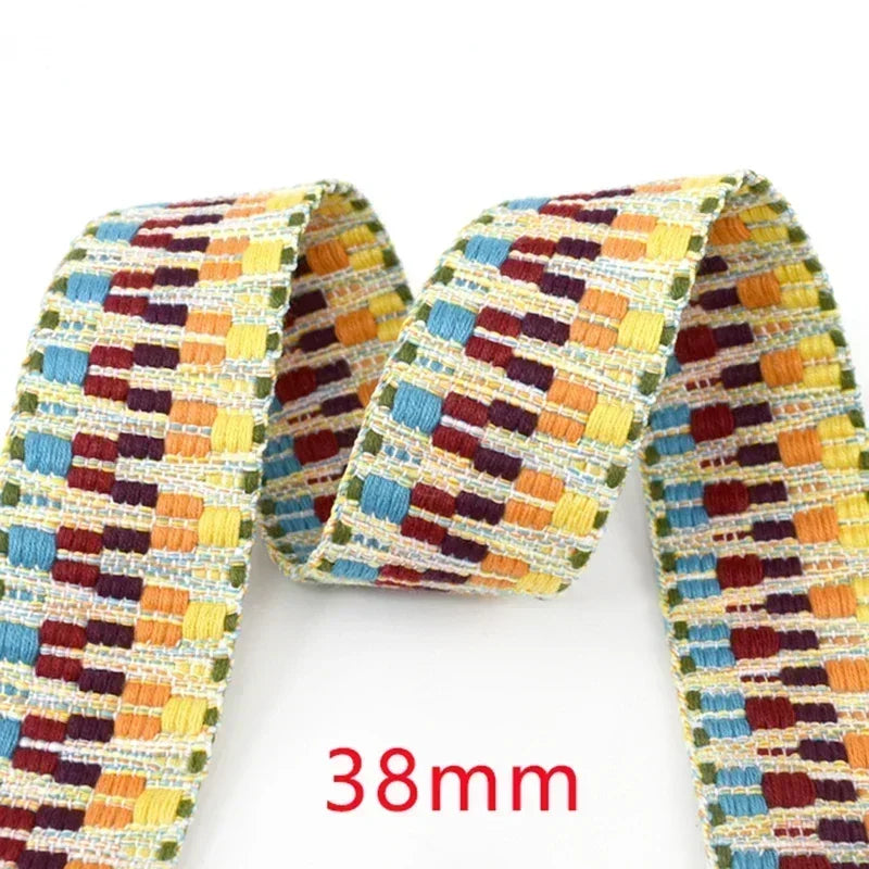 5/130Yards 38/50mm Ethnic Jacquard Webbing Tape Handbag Shoulder Strap Replacement Ribbon Band Backpack Belt Sewing Accessories