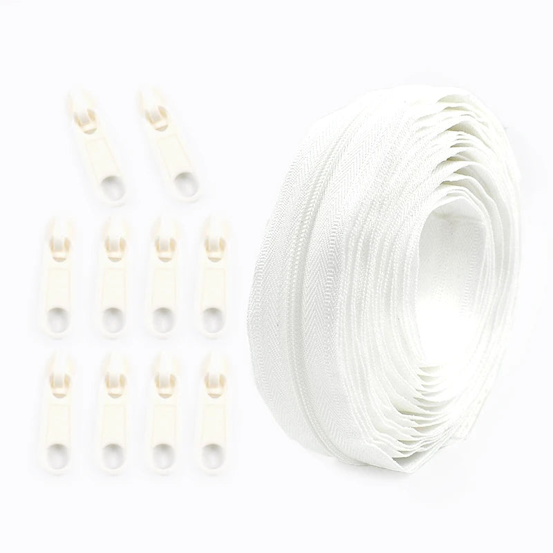 2/50Sets 3# Nylon Zipper Tape Assortment Kit Zippers for Sewing Coil Zip Strip Roll with Zips Sliders DIY Bags Clothing Craft Accessories
