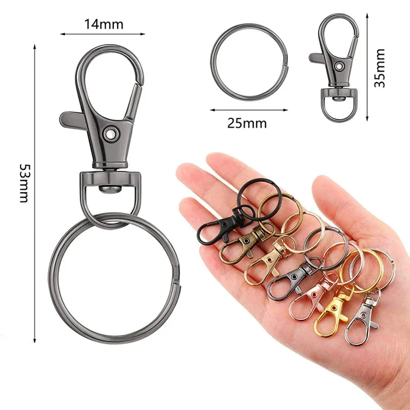 25/800Pcs Meetee Metal Buckle Swivel Lobster Clasp Snap Hook Trigger Clips Buckles for Keychain O Ring Bag Hardware Accessories