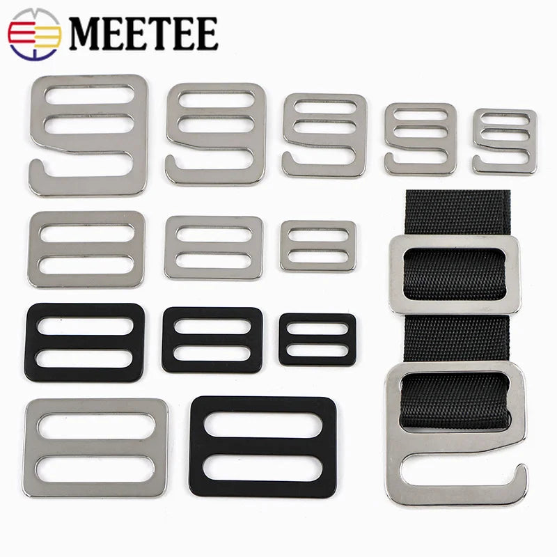 20/600Pcs 16-38mm Stainless Steel Bag Adjuster Buckle Webbing Strap Tri-Glide Slider Clasp Luggage Side Clip Hanger Hook Supplies