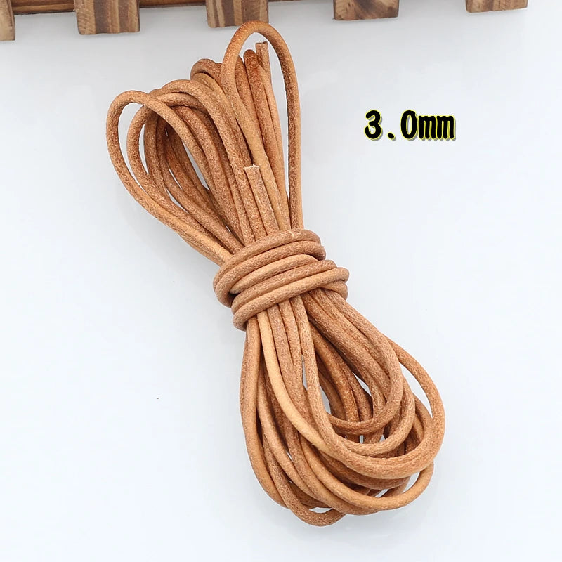 Meetee 3/100Meter 1.5/2/2.5/3/4/5mm Round Real Genuine Leather Cord Rope for Bracelet Necklace DIY Jewelry Cords Bags Craft Making