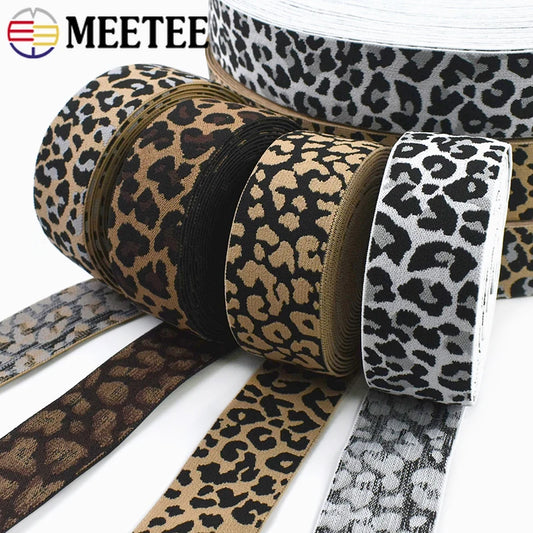 8/150Meters Leopard Print Elastic Bands 40mm Stretch Ribbon Sport Clothing Sewing Rubber Band Yoga Pants Spring Belt Bungee Cord