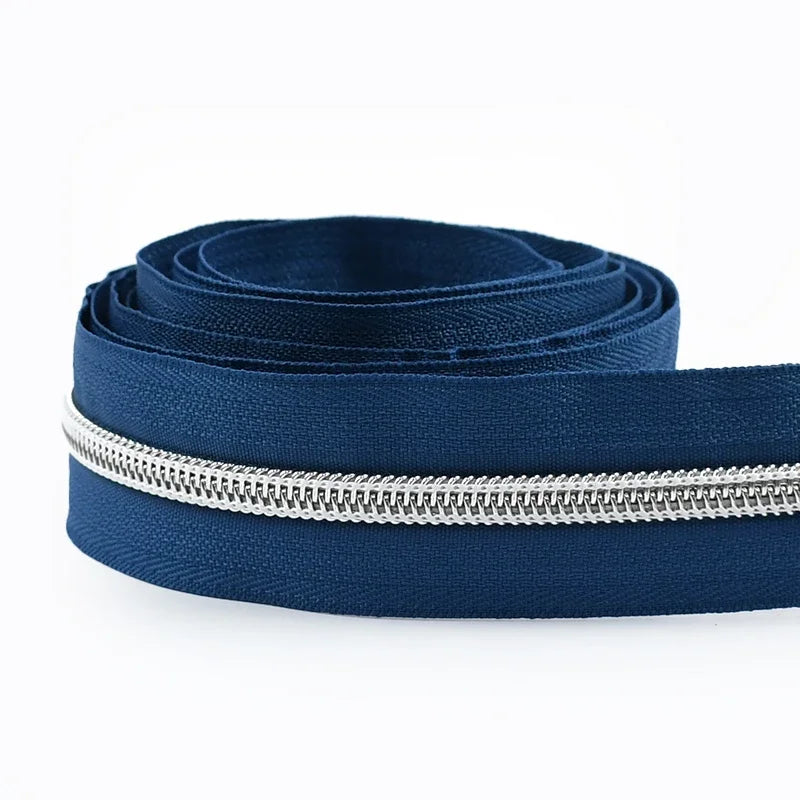8/300M 5# Sewing Nylon Zipper Tape Silver Teeth Decor Zip Roll Jacket Bag Closure Zippers Repair Kits DIY Zips Replace Supplies