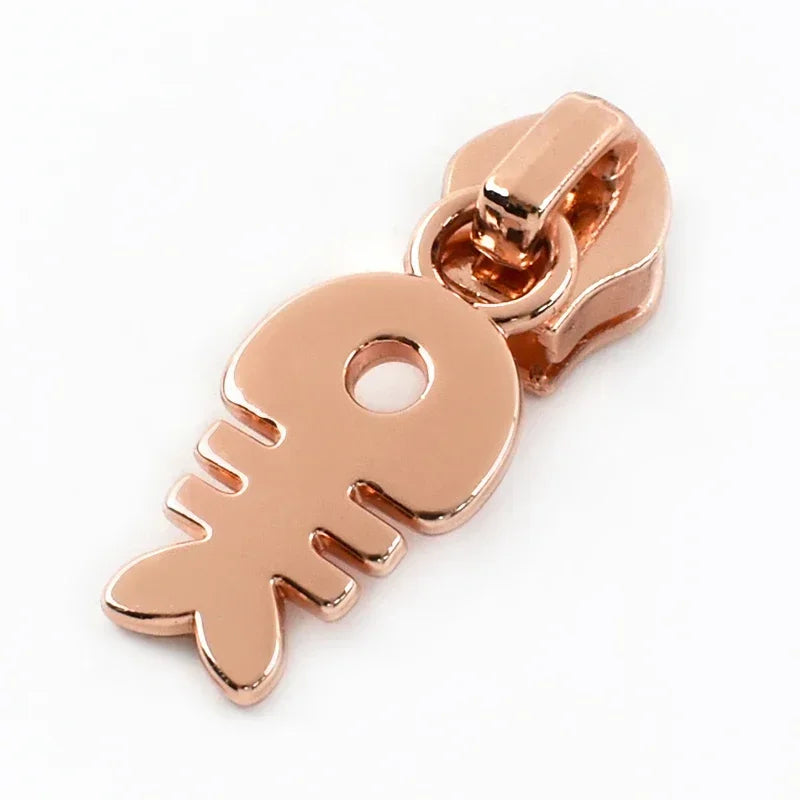 15-500Pcs 5# Rose Gold Zippers Sliders for Nylon Zip Tape Clothes Bag Sewing Zipper Replacement Puller Zips Repair Kit Accessories