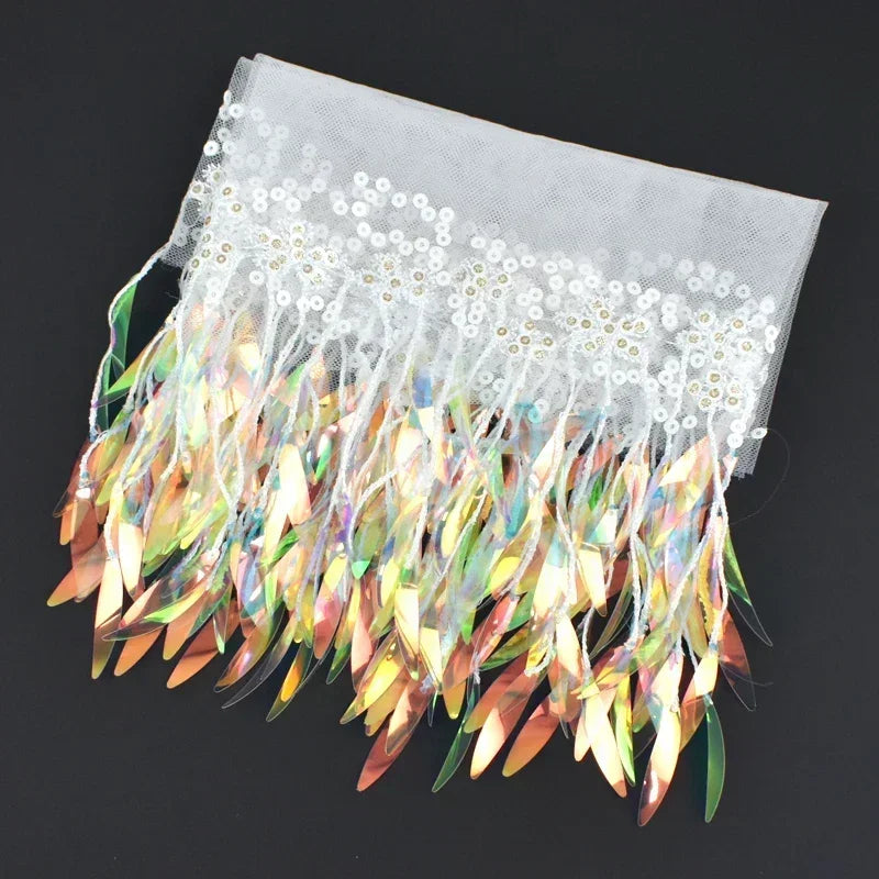 3/100Yards Sequin Tassel Mesh Tassels Fringe Decor Lace Trim Fabric for Wedding Clothes Curtain Fringes Trimmings DIY Accessories