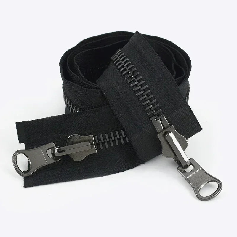5Pcs 70-100cm Double Sliders Open-End Zippers 5# 8# Metal Zipper Clothing Closure Zip Luggage Replace Zips Sewing Accessories