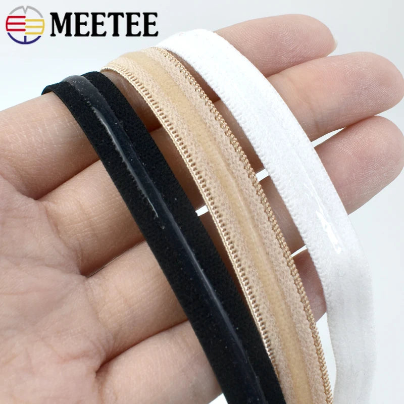 15/500M 10mm Silicone Elastic Band for Bra Non-slip Stretch Ribbon Underwear Wedding Dress Rubber Bands DIY Sewing Accessories