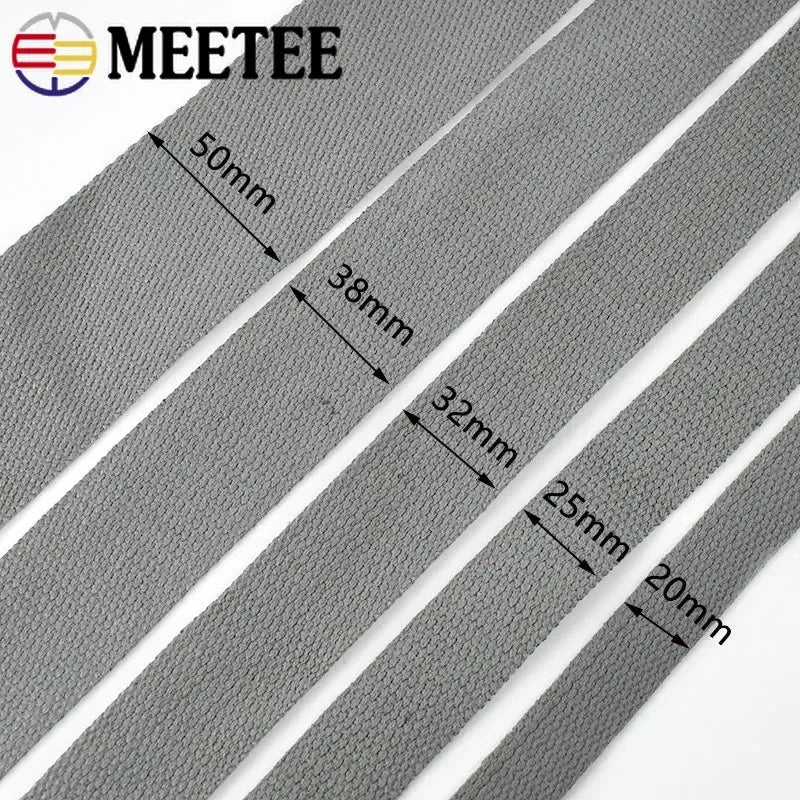 8/250Meters Meetee 20-50mm 1.2mm Thick Canvas Cotton Webbing Backpack Bag Strap Band Clothes Ribbon Tapes DIY Sewing Accessories