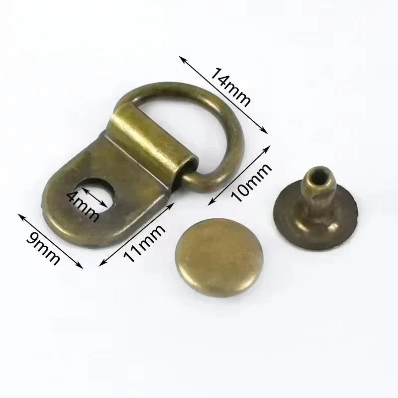 30/1000Sets Metal Side Clip Buckle 9x14mm Backpack Strap Connection Nail Hook Shoelace D Ring Rivet Fastener Buckles Supplies
