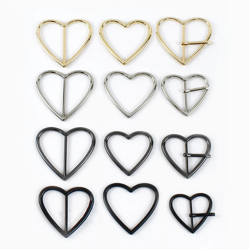 25/600Pcs 20-40mm Metal Buckles Clasp Heart Shape Adjust Roller Pin Buckle for Shoes Webbing Strap Bag Hanger Rings Accessories