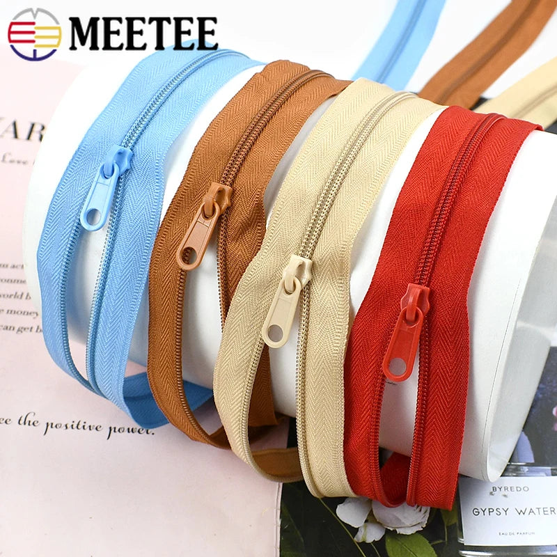 2/50Sets 3# Nylon Zipper Tape Assortment Kit Zippers for Sewing Coil Zip Strip Roll with Zips Sliders DIY Bags Clothing Craft Accessories