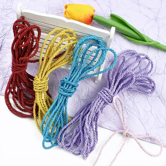 25/930M 3mm Polyester Twisted Braided Cord 3 Shares Ropes for Bag Strap Curtain Decorative Gift Box Rope DIY Sewing Accessory