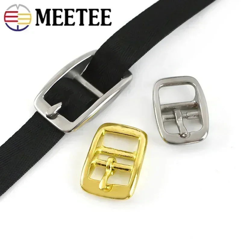 3/100Pcs Stainless Steel Solid Brass Belt Buckle Metal Pin Buckles Bags Strap Adjust Slider Clasp DIY Leather Craft Accessories