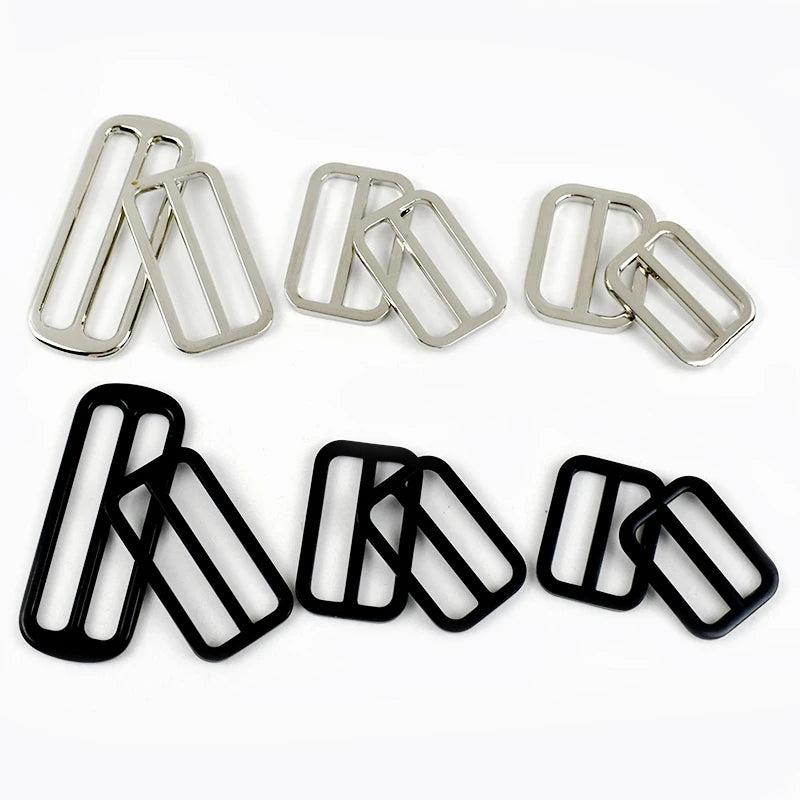 Meetee 15/500Pcs 25-50mm Metal Buckles for Bag Tri Glide Ring Hook Webbing Strap Adjuster Belt Buckle DIY Hardware Accessories