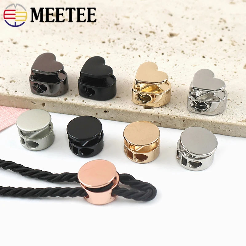15/500Pcs Drawstring Tail Lock Metal Buckles Spring Snap Button Adjuster Stooper Clasp Rope Clip Hook Hardware Accessory