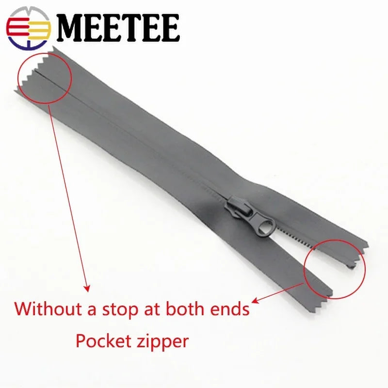 Meetee 10/320Pcs 5# Nylon Waterproof Zippers 15/18/20cm Close-End 40-150cm Open-End DIY Jacket Bag Zip Repair Sewing Accessories