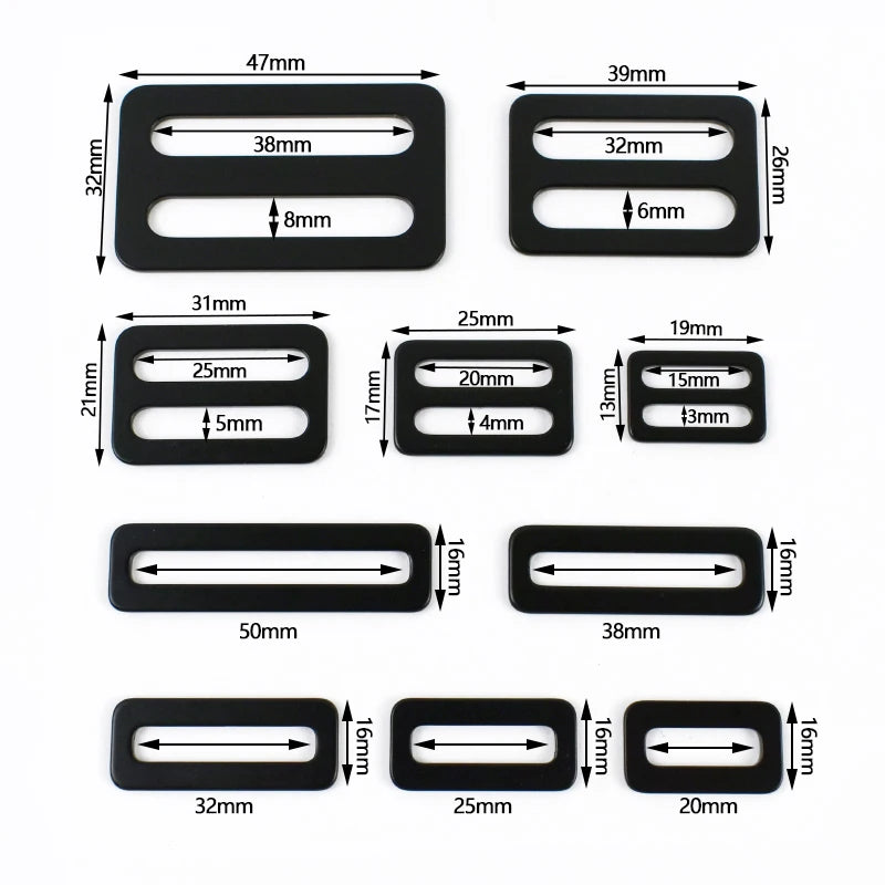 25/800Pcs 20-50mm Stainless Steel Bag Strap Buckles Tri-Glide O Ring Adjustment Buckle Full Slider Square Rings Belt Clip Clasp
