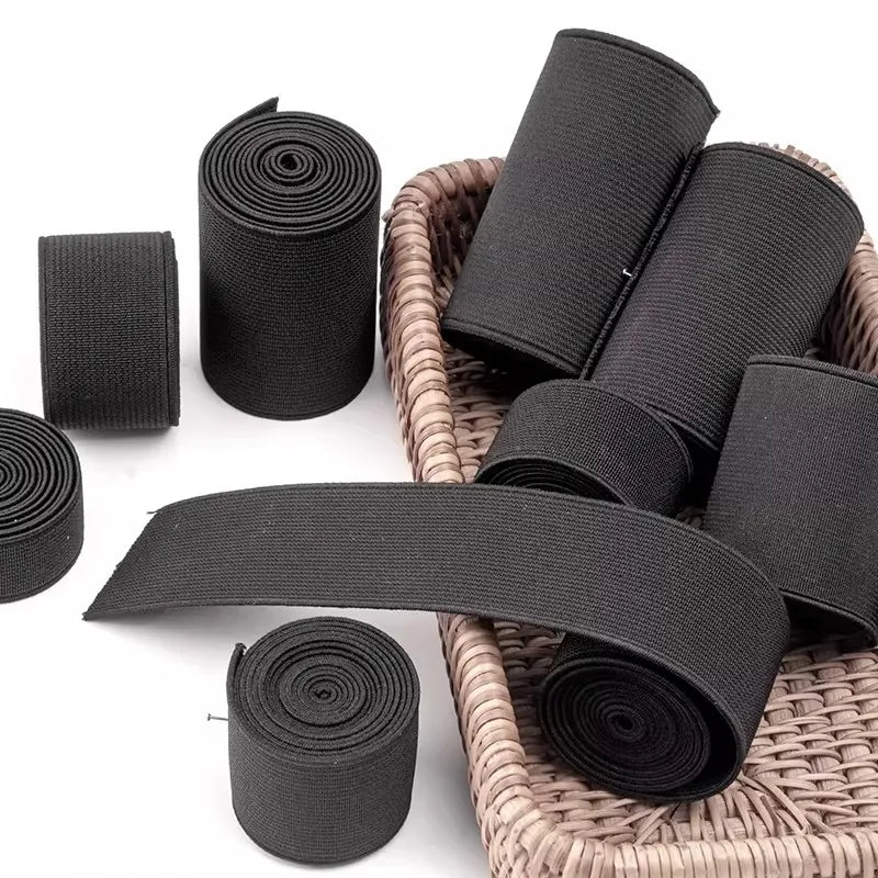 8/300Meters Black Elastic Band 10-80mm Nylon Elastics Webbing Tape for Waistband Rubber Bands Apparel Bungee Cord Sewing Trimming