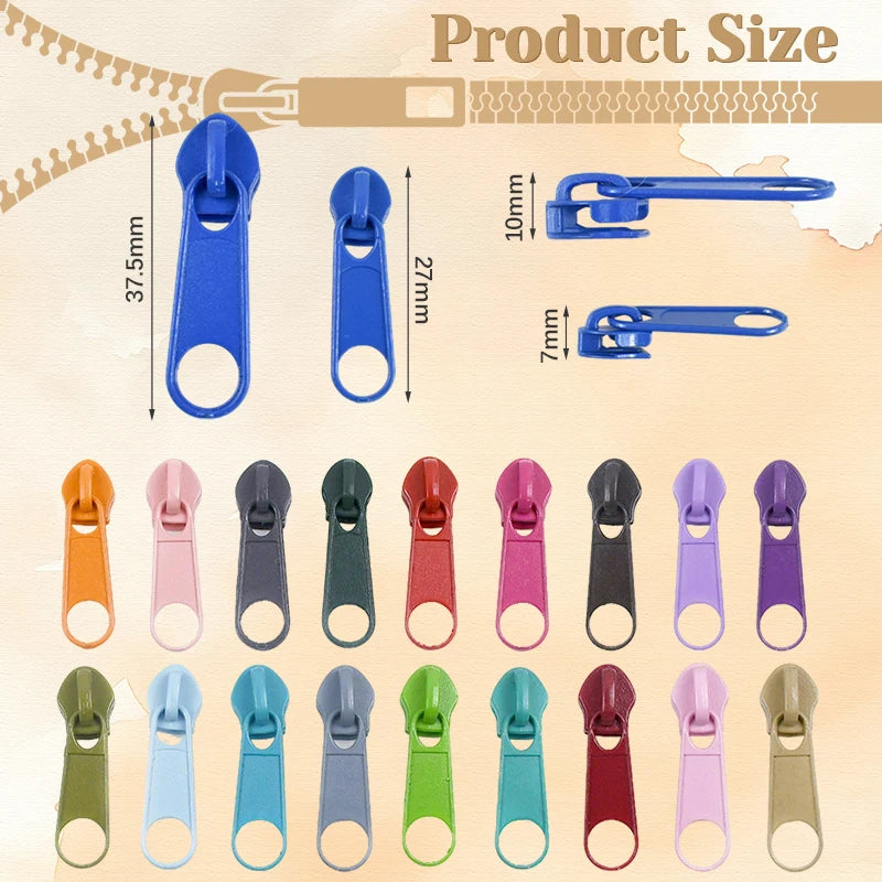 3# 5# Nylon Zipper Slider 30/1200Pcs Colorful Zip Pull Head Clothing Zippers Puller Backpack Closure Zips Sliders DIY Repair Kits