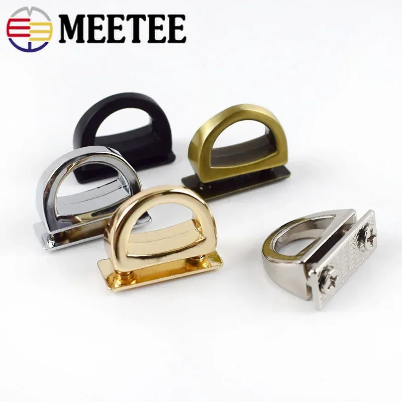 Meetee 10/300Pcs 14mm Metal D Ring Bag Side Clip Buckles Screw Handbag Chain Hanger Hook DIY Strap Hardware Accessories