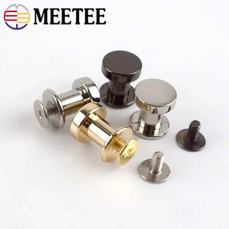 Meetee 20/700pcs 11/13/15mm Flat Head Screws Nail Rivet Buckle Bags Strap Decor Foot Screw Nails Clasp DIY Hardware Accessories