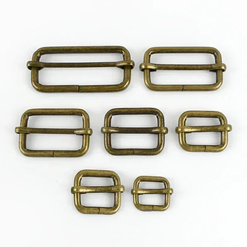 30/610Pcs 13-50mm Metal Pin Buckle Tri-Glide Slider Square Ring Buckles for Bag Strap Adjuster Webbing Belt Clasp DIY Accessories