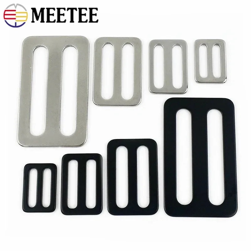 20/700Pcs Stainless Steel Adjust Buckle 20-50mm Webbing Strap Slider Tri-Glide Carabiner Clip Pet Collar Belt Ring Clasp Fastener