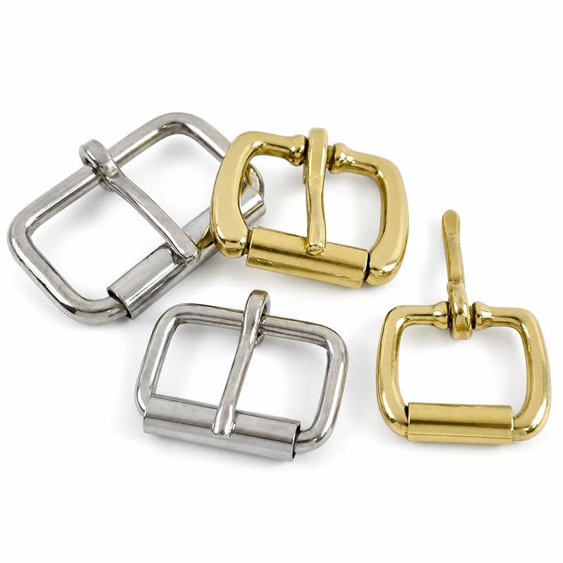 15/500Pcs 16-50mm Stainless Steel/Brass Roller Buckle Heel Bar Pin Buckles Leather Belt Adjust Clasp Bag Strap Hardware Replacement