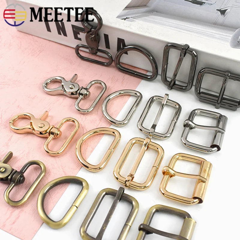 15/400Pcs 13-38mm Metal Buckles Swivel Lobster Clasp D Rings Tri Glide Slider Pin Buckle for Bags Strap DIY Hardware Accessories