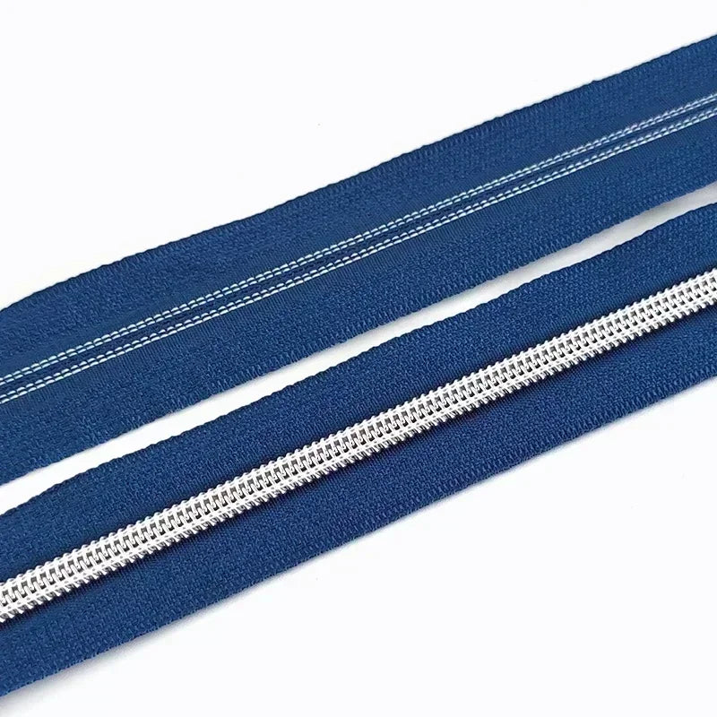 8/300M 5# Nylon Zippers Tapes Gold Silver Teeth Zipper for Sewing Bag Zips Purse Garment Zip Repair Kit DIY Accessories