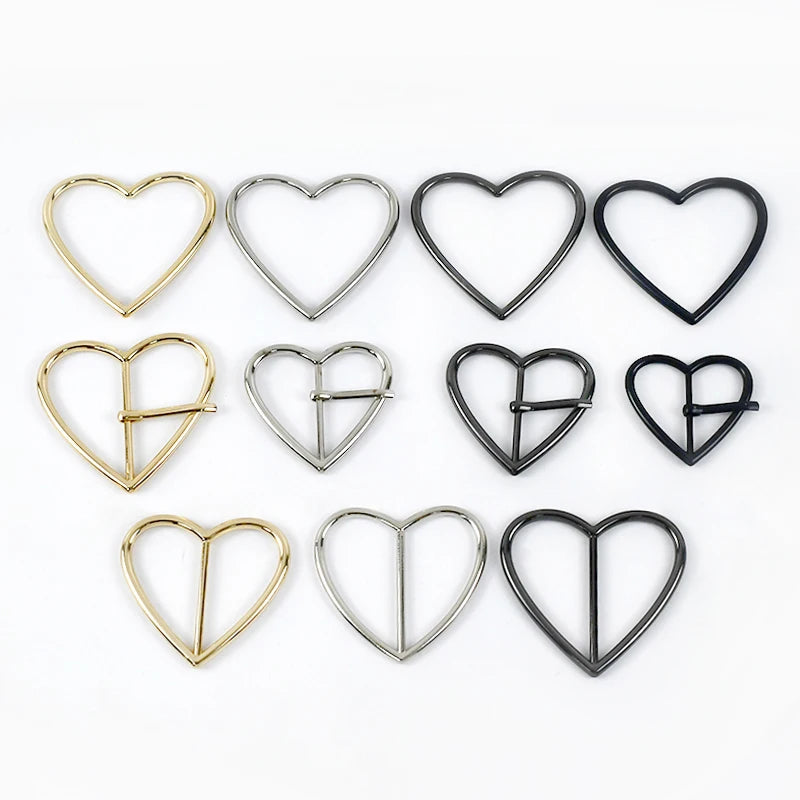 25/600Pcs 20-40mm Metal Buckles Clasp Heart Shape Adjust Roller Pin Buckle for Shoes Webbing Strap Bag Hanger Rings Accessories