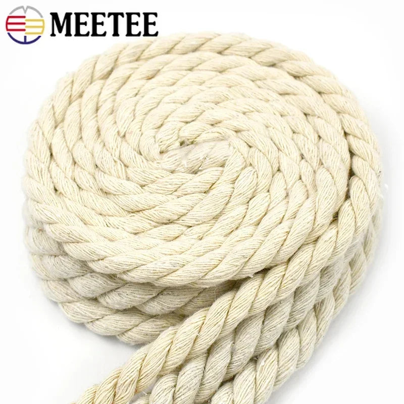 5/150Meter Meetee 5-20mm Beige Cotton Rope Thick Cords for Bag Strap Home Decor Accessories DIY Handmade Ropes Craft