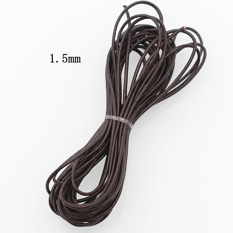 Meetee 3/100Meter 1.5/2/2.5/3/4/5mm Round Real Genuine Leather Cord Rope for Bracelet Necklace DIY Jewelry Cords Bags Craft Making