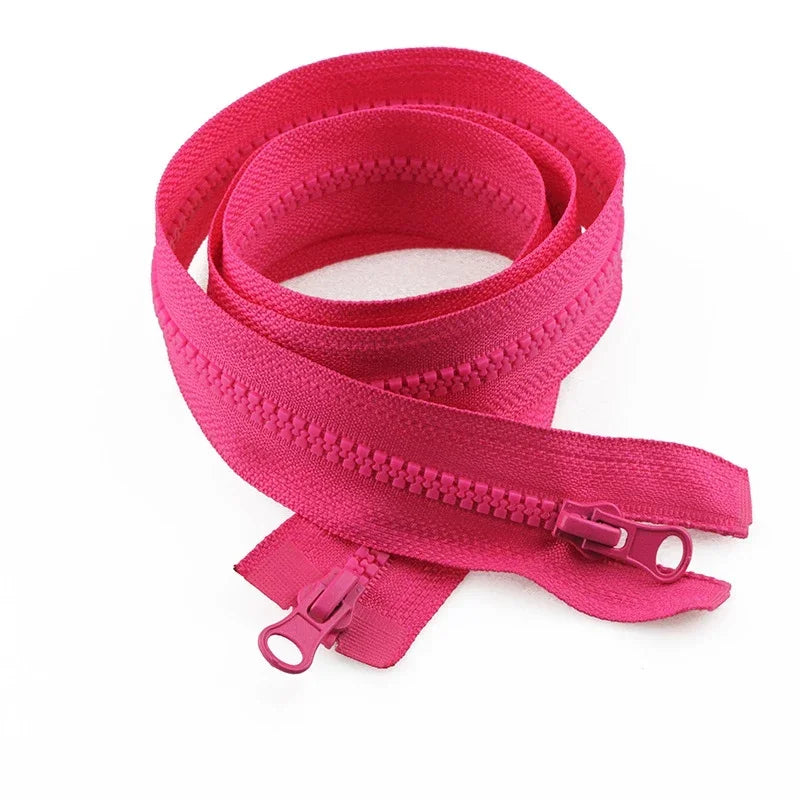 8/200Pcs 5# 80-150cm Resin Zipper Open-end Double Slider Long Zippers Down Jacket Overcoat Zipp Clothes Bags Zip Repair Sewing Accessory