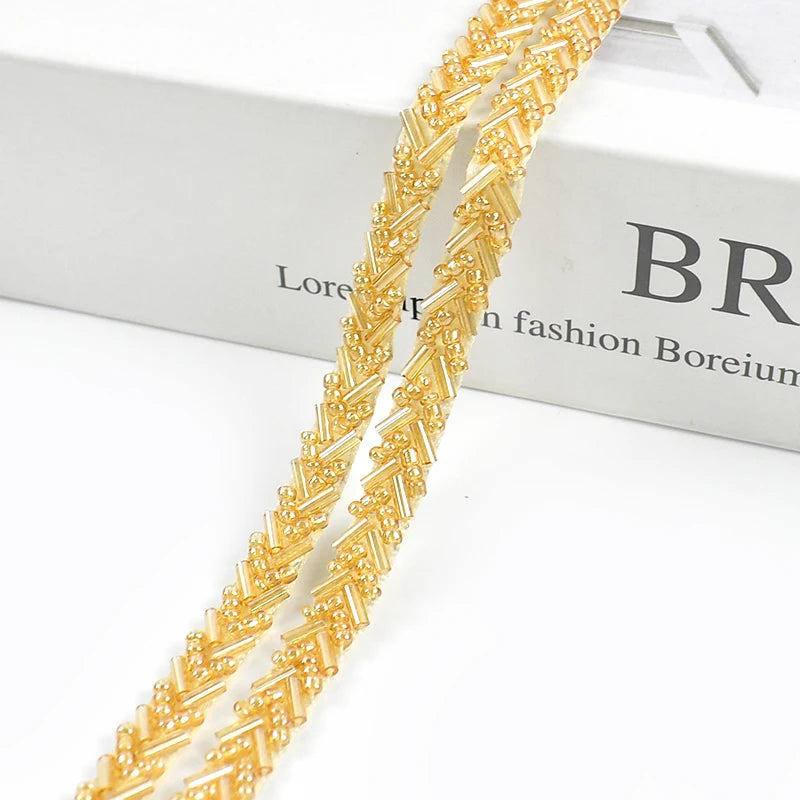 3/100Yards 7mm Beaded Laces Trim Pearl Lace Ribbon Applique Trimming Fringe Garment Dress Decor Tape Sewing Fabric Accessories