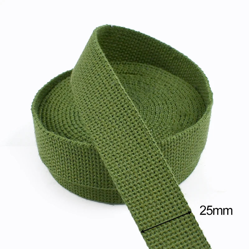 5/150Yards 15-50mm ArmyGreen Cotton Webbing 1.8mm Thick Canvas Ribbon for Sewing Bias Tape Backpacks Strap Seat Belt Band Kits