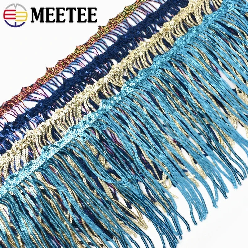 3/100Yards 17cm Metee Fringe Tassel Lace Ribbon Sequin Trims Colored For Dress Clothes Decorative Crafts Clothing Accessories